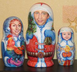 Christmas Matryoshka gift New Yew 2017 family portarits custom nesting dolls
