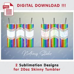2 School Seamless Sublimation Patterns - 20oz SKINNY TUMBLER - Full Tumbler Wrap