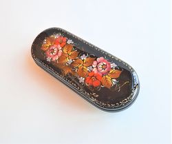Floral Russian glasses case hand-painted - bright flowers eyeglasses case hard