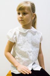 white embroidered blouse for girl elegant children's top short sleeve blouse girls school blouse