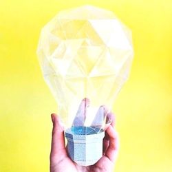 TRANSPARENT LIGHT BULB made of paper and plastic, 3D lamp, papercraft.