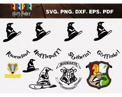 Hogwarts Houses SVG Files Harry Potter SVG Cut Files, Hogwarts Houses PNG, Cricut Files Hogwarts Houses Layered, Clipart
