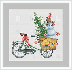 Christmas Cross Stitch Pattern Snowman Cross Stitch Pattern Christmas Tree Cross Stitch Pattern Bicycle Cross Stitch