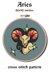 82x92 stitches Aries Zodiac Sign, Aries star sign, Sign Of Aries cross stitch pattern, cross stitch pattern for download