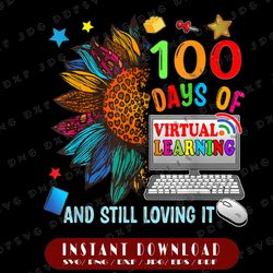 100 Days of School Png, Teacher Virtual Learning Still Loving It Png, Teacher PNG, Teacher Png