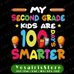 My Second Grade Kids Are 100 days Smarter SVG, Teacher 100 Days Smarter PNG, 100th Day of School Png, second grade Png