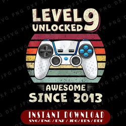 Level 9 Unlocked Birthday Png, 9th Birthday Boy Gamer Png, 9 years Old Gamer Shirt Png, Funny Kids Gamer Png