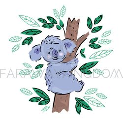 KOALA Australian Animal Cartoon Bear Vector Illustration Set