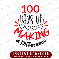 100 Days of Making a Difference svg, 100 Days of School svg, Puzzle svg, Teacher svg, 100th Day svg