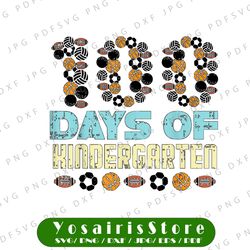 100 Days Of Kindergarten Balls PNG, 100th Day School Sports Gift Png, 100th Day of School Png, Kindergarten Png