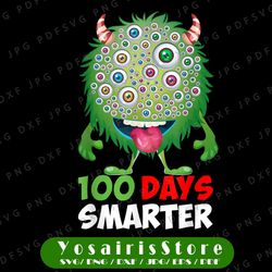 100 Days of School PNG, 100 Days Smarter Funny Monster Png, School Quote Saying, Monster Eyes Png