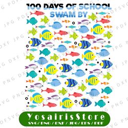 Fish 100 Days Of School Png, Fisher Teacher Boy Girl Png, 100th day of school Png, 100th Day Png, boys 100th day