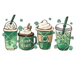 St Patricks Day Coffee Png, Clover Png, Lucky A Latte Png Instant Download
