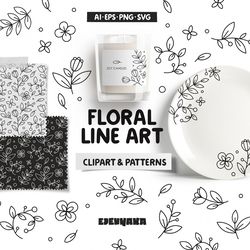 Flower SVG, Floral Clipart, Floral Line Art SVG, Floral digital