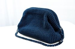 cloud clutch crochet bag cell phone purse blue bag dumpling bag