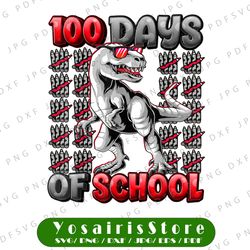 100 Days Of School T-rex PNG, Kindergarten Png, Boys School Png, School Party Png, 100th Day of School Png