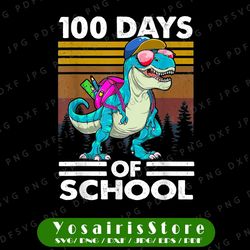 100 Days Of School T-rex Png, Dinosaur 100 Days of School Png, School Png for Boys Sublimation