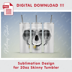 Funny Bullet Skull Seamless Sublimation Pattern - 20oz SKINNY TUMBLER - Full Tumbler Wrap