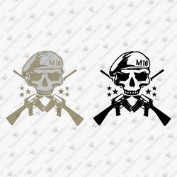 M16 Crossed Skull Machine Guns Military Graphic Design Vinyl Cut File