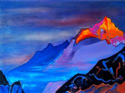 Mountain landscape Original Oil painting on canvas Mountain artwork Mountain Oil painting Himalayas art Mountain Art