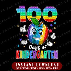 100 Days Of Kindergarten PNG, School Happy 100th Day Pop It Png, Kindergarten Png, Fidget Toy Popper Pop It Rainbow