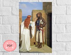 Cross Stitch Pattern , The Shadow , Edmund Blair Leighton , Medieval Castle, Pdf Instant Download ,Famous Paintings