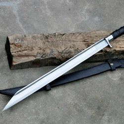 D2 Steel Sword, Hunting Short Sword, Battle Ready Sword, Viking Sword, Includes Sheath