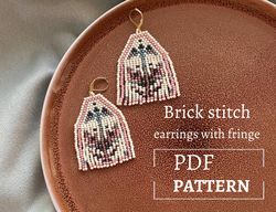 Earring pattern for beading - Brick stitch pattern for beaded fringe earrings - Native style inspired