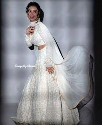 Ivory embroidered wedding lehenga, bridal lengha choli, indian bride, indian wedding dress, off white wedding dress, fla