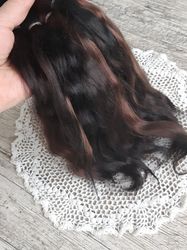 Mohair Doll hair dark brown 8-10" in 10 grams (0.35 oz) Doll Hair for wig Angora goat dyed extra long locks wig doll