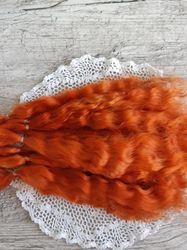 Mohair Doll hair fiery redhead 8-10" in 10 grams (0.35 oz) Doll Hair for wig Angora goat dyed extra long locks wig doll