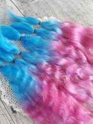 Mohair Doll hair Harly Queen 8-10" in 10 grams (0.35 oz) Doll Hair for wig Angora goat dyed extra long locks wig doll