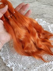 Mohair Doll hair orange 8-10" in 10 grams (0.35 oz) Doll Hair for wig Angora goat dyed extra long locks wig doll