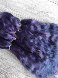 Mohair Doll hair gray-violet 8-10" in 10 grams (0.35 oz) Doll Hair for wig Angora goat dyed extra long locks wig doll