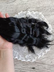 Mohair Doll hair black color 8-10" in 10 grams (0.35 oz) Doll Hair for wig Angora goat dyed extra long locks wig doll