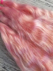 Mohair Doll hair pink color 8-10" in 10 grams (0.35 oz) Doll Hair for wig Angora goat dyed extra long locks wig doll