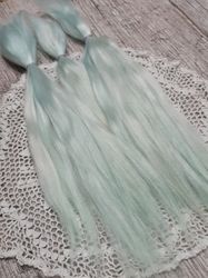 Mohair Doll hair green color 8-10" in 10 grams (0.35 oz) Doll Hair for wig Angora goat dyed extra long locks wig doll