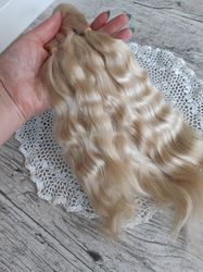 Mohair Doll hair honey blonde 8-10" in 10 grams (0.35 oz) Doll Hair for wig Angora goat dyed extra long locks wig doll