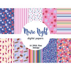 Movie Night Digital Paper | Stars Seamless Pattern