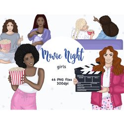 Movie Night Girl Clipart | Best Friends Clipart