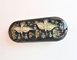 Swans flying eyeglass case hand painted - Russian North plot glasses case hard