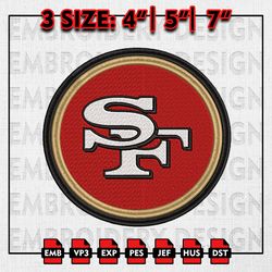 San Francisco 49ers Embroidery Designs, NFL Logo, NFL teams Embroidery Files, Machine Embroidery