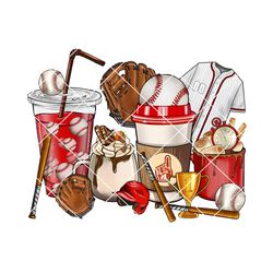 Baseball coffee cups png sublimation design download, baseball png, coffee cups png, sport png
