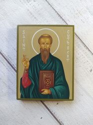 Cuthbert Bishop of Lindisfarne | Orthodox icon | Hand painted icon | Religious icon | Orthodox Saints | Handwritten icon