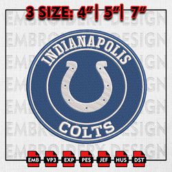 NFL Indianapolis Colts Embroidery Design, NFL Team Embroidery Files, NFL Colts, Machine Embroidery Pattern