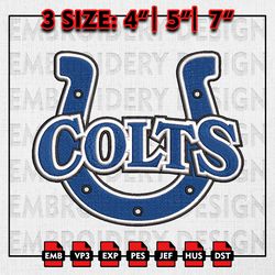 NFL Colts Logo Embroidery Design, NFL Team Embroidery Files, NFL Indianapolis Colts Logo, Machine Embroidery Pattern