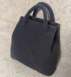 Knitted bag - handmade shopper. Wool mixture.