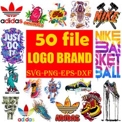 50 Logo Brand Bundle Svg, Nike Svg, Adidas Svg, Just Do It Svg, Nike Air Svg, Fashion Brand Svg, Silhouette Svg Files