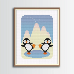 Penguins Cross Stitch Pattern, Animals Cross Stitch, Digital PDF