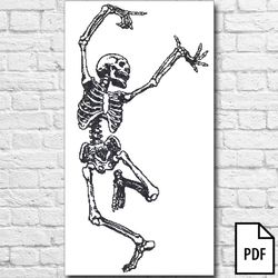 Dancing Skeleton Cross Stitch Pattern, Digital PDF